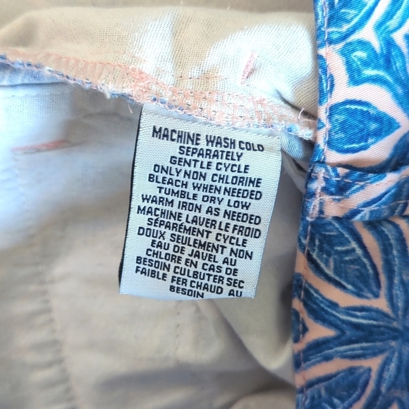 Caribbean Joe & Company Blue Pink Geometric Print Stretch Zip Fly Front Shorts 6 - Picture 7 of 8